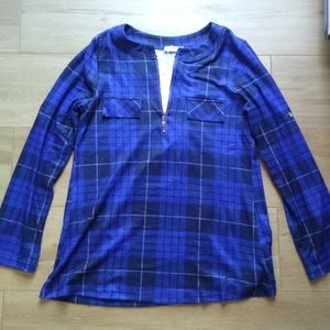 Baikea Plaid zip front women's shirt small